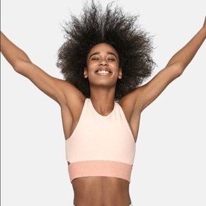 Outdoor Voices Tri Tone Slashback Crop Top Sports Bra in Pink